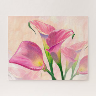 Puzzle Fleurs Calla Roses, Peinture Acrylique