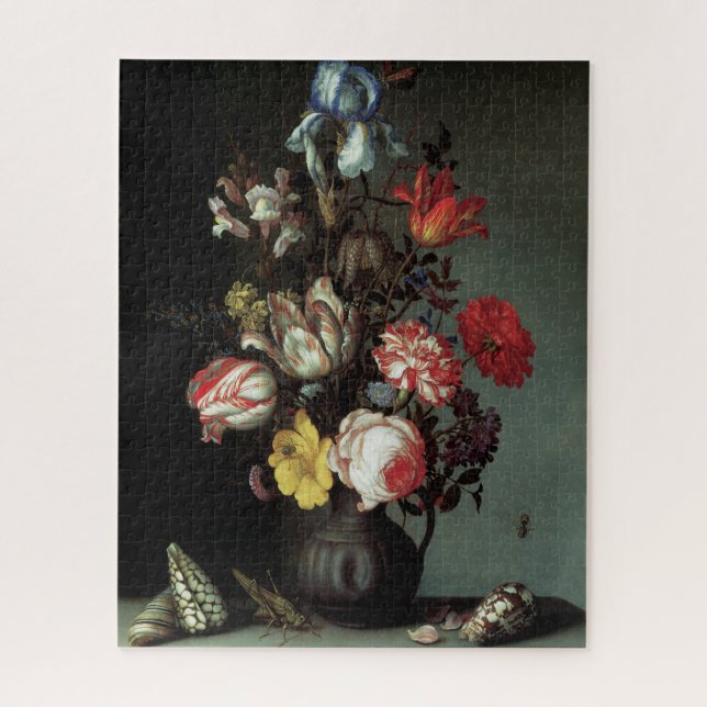 Puzzle Fleurs dans un vase avec des coquilles et des inse (Vertical)