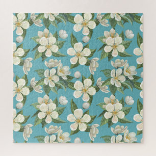 Puzzle Fleurs d'aquarelle blanche Feuilles verts