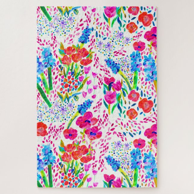 Puzzle Fleurs d'aquarelle colorée mignonne motif (Vertical)