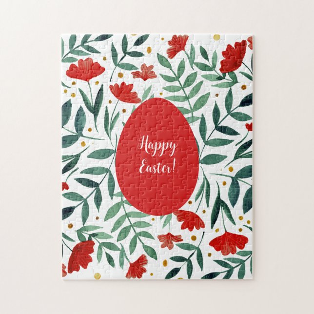 Puzzle Fleurs d'aquarelle de jardin magiques en rouge et  (Vertical)