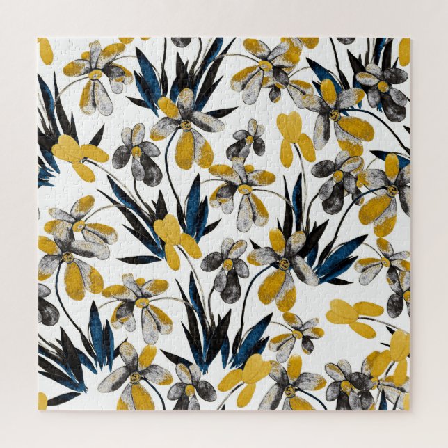 Puzzle Fleurs d'aquarelle : motif d'été vibrant. (Vertical)