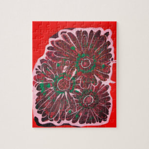 Puzzle Fleurs de batik orange et marron