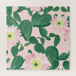 Puzzle Fleurs de cactus : peinture aquarelle