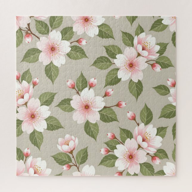 Puzzle Fleurs de cerisier élégantes motif sans couture (Vertical)