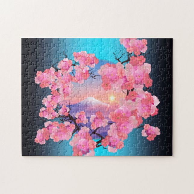 Puzzle Fleurs de cerisiers par le Mont Fuji (Horizontal)