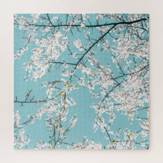 Puzzle Fleurs de cerisiers : tendance florale turquoise