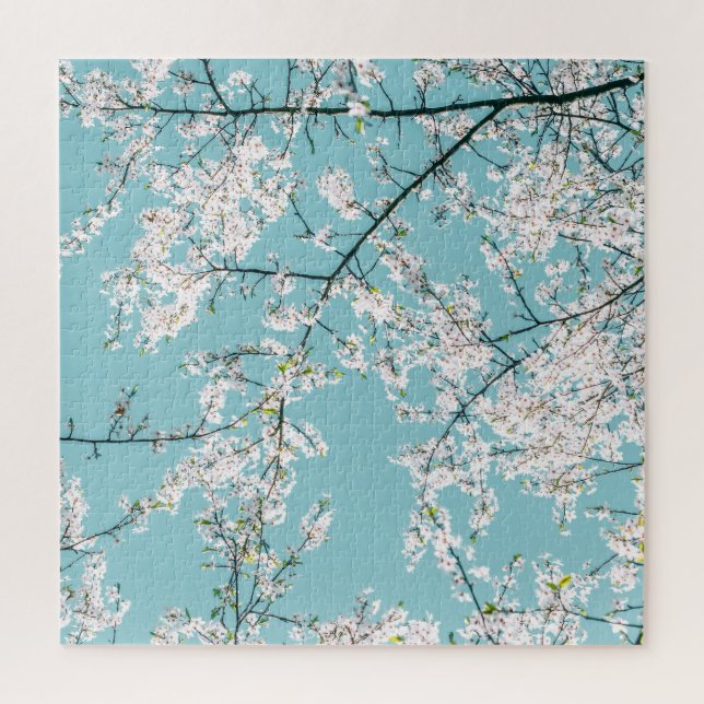 Puzzle Fleurs de cerisiers : tendance florale turquoise (Vertical)