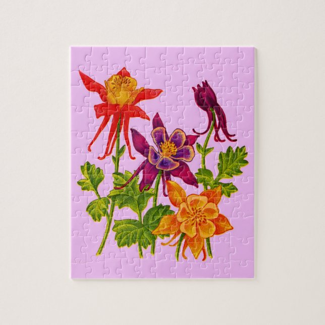 Puzzle fleurs de columbine (Vertical)