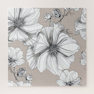 Puzzle Fleurs de Cosmos : Motif de Dessin Botanique.