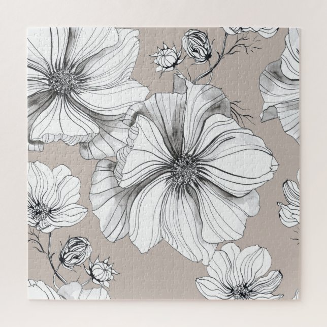 Puzzle Fleurs de Cosmos : Motif de Dessin Botanique. (Vertical)