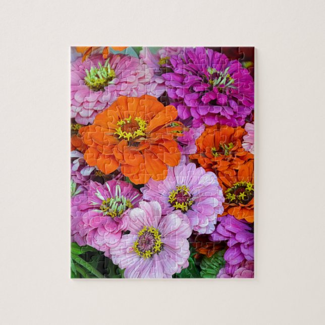 Puzzle Fleurs de dahlia orange et violet (Vertical)