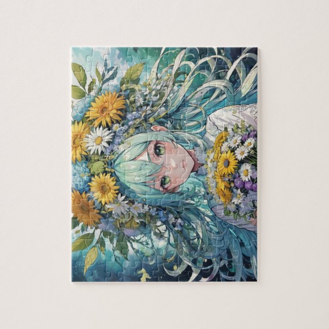Puzzle Fleurs de fille Anime (Vertical)