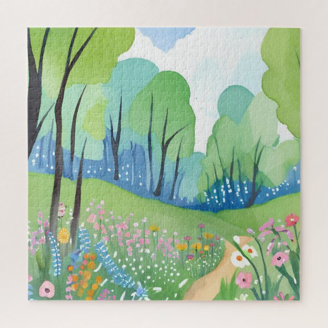 Puzzle Fleurs de forêt | Fleurs sauvages aquarelle nature (Vertical)