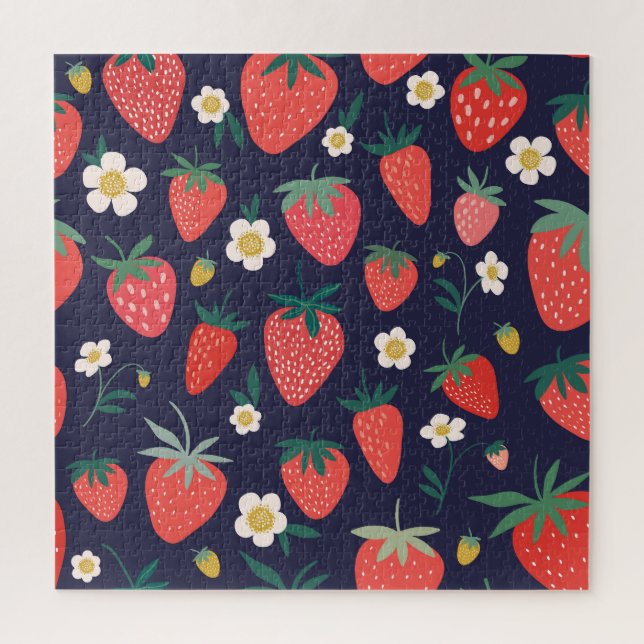 Puzzle Fleurs de fraises et fruits : Motif décoratif (Vertical)