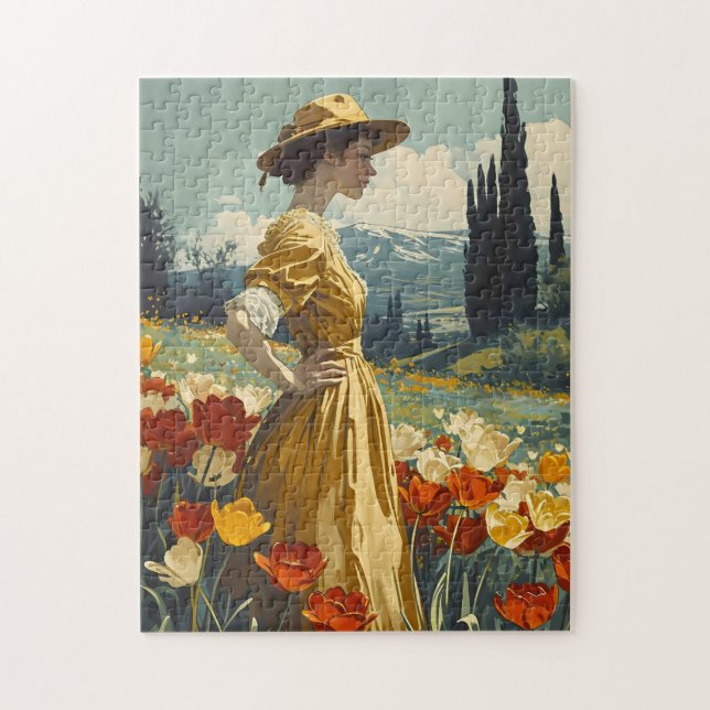 Puzzle Fleurs de grâce : Beauté de tulipe Vintage (Vertical)