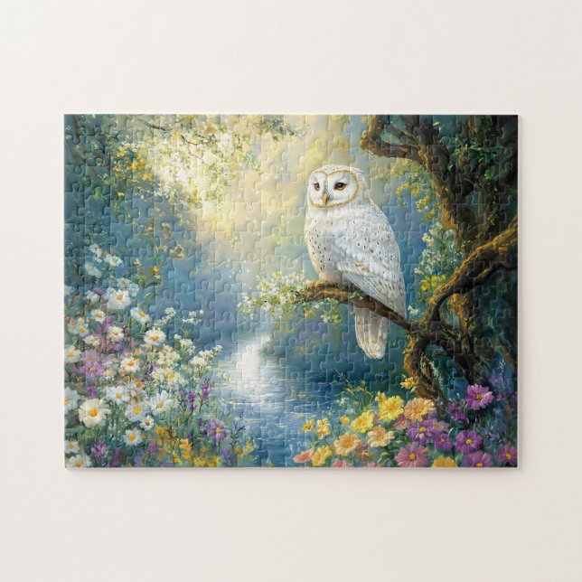 Puzzle Fleurs de hibou enchantées et forêt (Horizontal)
