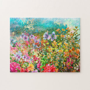 Puzzle Fleurs de jardin d'aquarelles