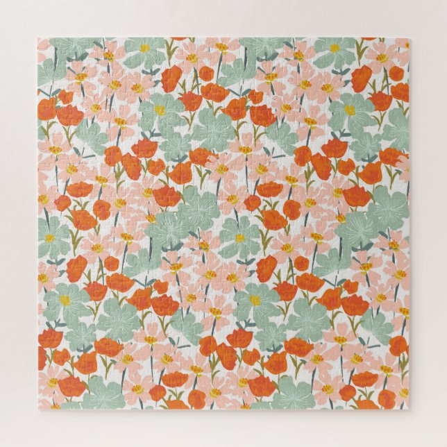 Puzzle Fleurs de jardin : rose, orange sans soudure (Vertical)