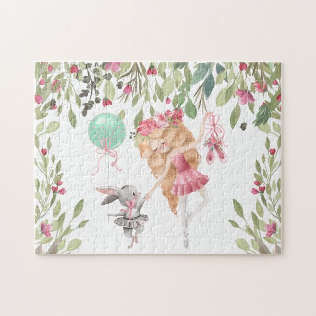 Puzzle Fleurs de lapin rose Ballerina Chaussures de balle (Horizontal)