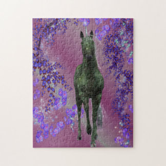 Puzzle Fleurs de licorne noire Imaginaire Cheval Art