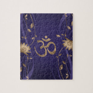 Puzzle Fleurs de Lotus d'or de symbole de l'OM sur le