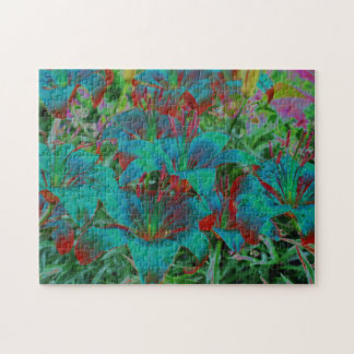 Puzzle Fleurs de lys bleus abstraits Art des gouttes de p