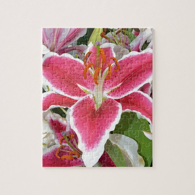 Puzzle Fleurs de lys stargazers roses (Vertical)