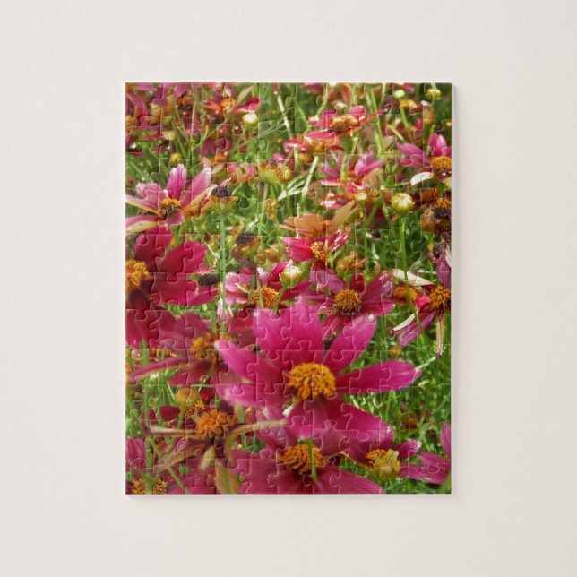 Puzzle Fleurs de marguerite rose et jaune brillantes (Vertical)