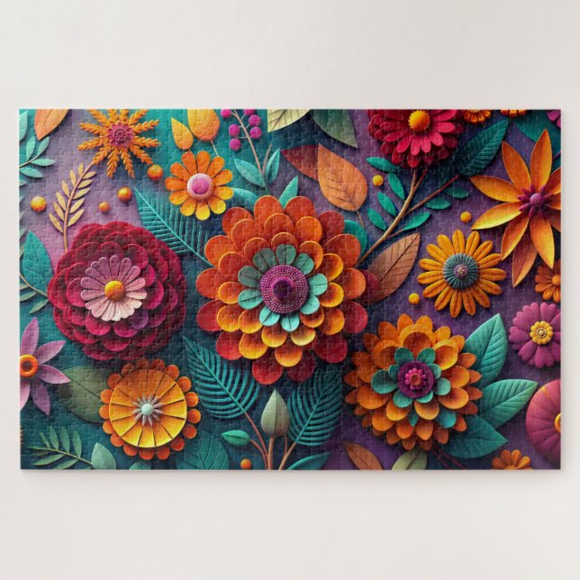 Puzzle Fleurs de papier colorées (Horizontal)