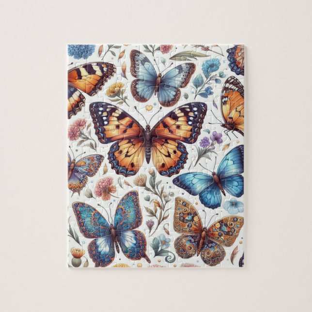 Puzzle fleurs de papillon motif nature art (Vertical)