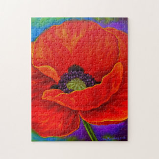 Puzzle Fleurs de pavot rouge modernes défiant l'art flora