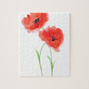 Puzzle Fleurs de pavot rouge Nature Belle Aquarelle