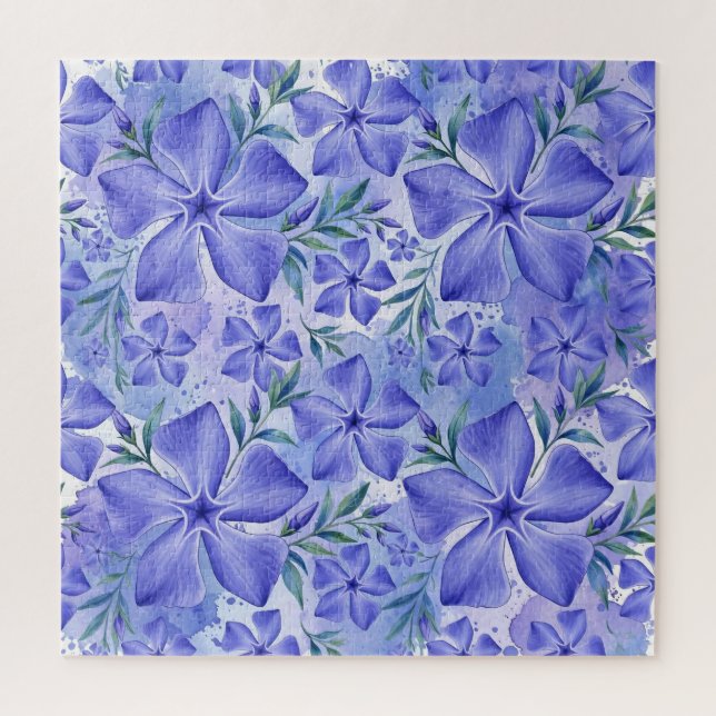 Puzzle Fleurs de Pervenche Bleu Violet Fleurs de Vinca (Vertical)