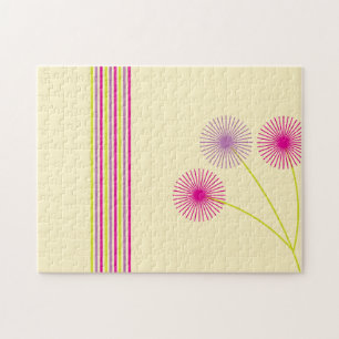 Puzzle Fleurs de pissenlit colorées, rayures, abstrait bo