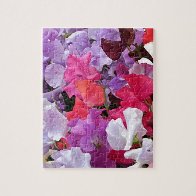 Puzzle Fleurs de pois doux roses, violettes et blanches e (Vertical)