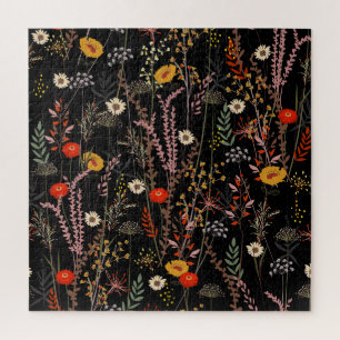 Puzzle Fleurs de prairie en floraison main tiré