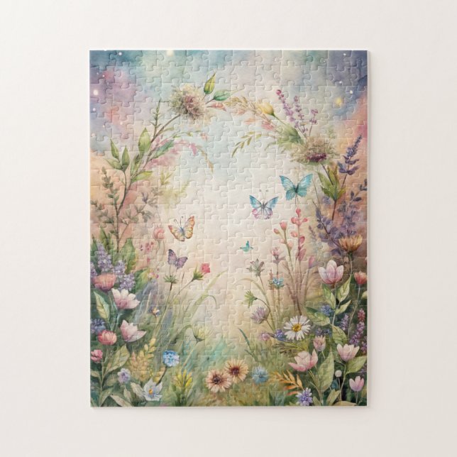 Puzzle Fleurs de prairie et papillons (Vertical)