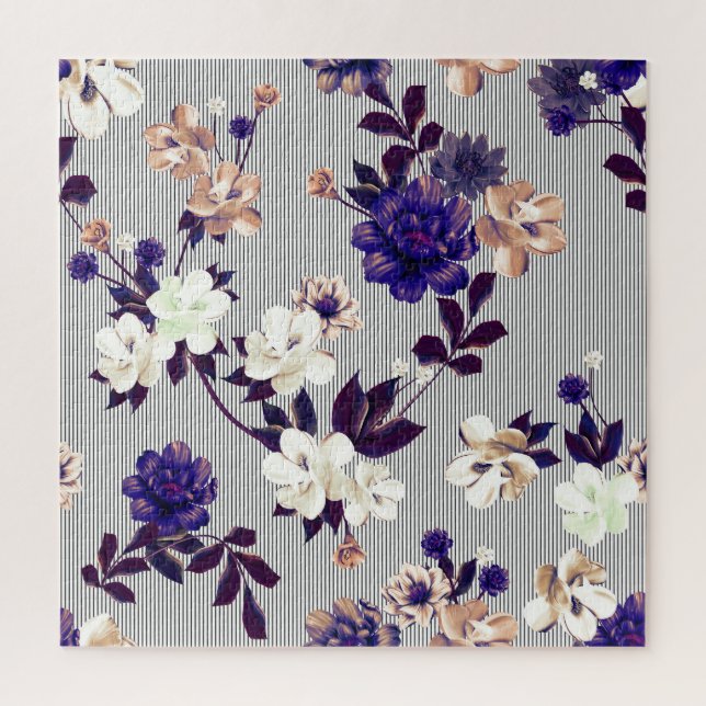 Puzzle Fleurs de printemps Motif en silhouette noire (Vertical)