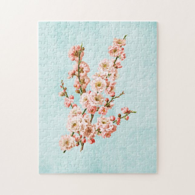 Puzzle Fleurs de prune sur Denim vieilli (Vertical)