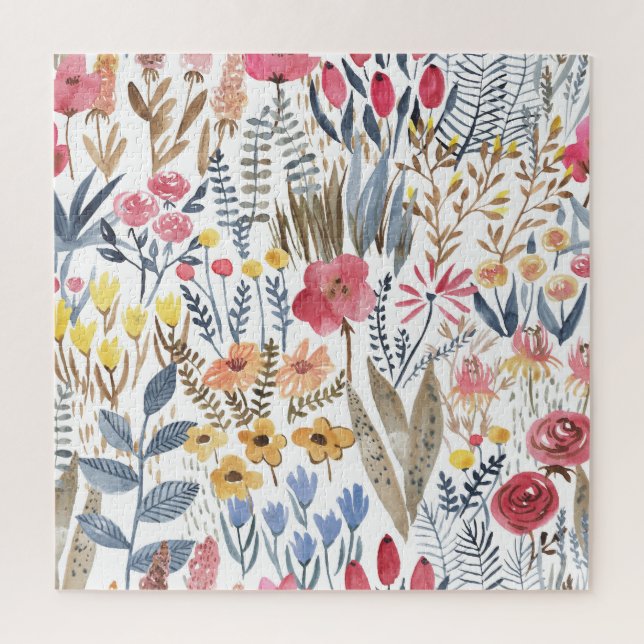 Puzzle Fleurs de ressort d'aquarelle, patte transparente  (Vertical)