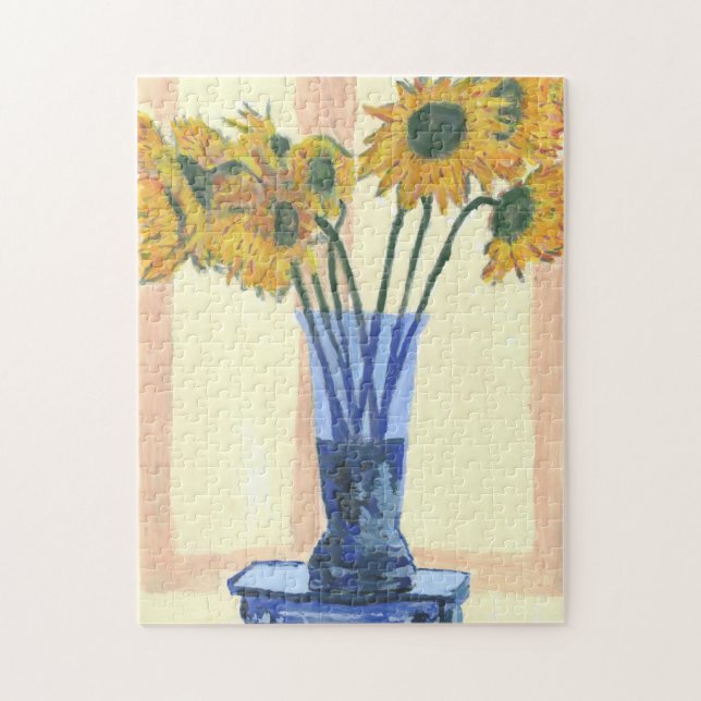 Puzzle Fleurs de soleil dans le Vase bleu, (Vertical)