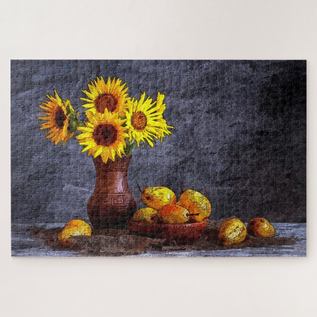 Puzzle Fleurs de soleil et fruits à vie morte (Horizontal)