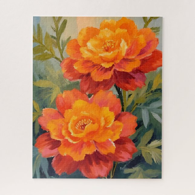 Puzzle Fleurs de souci orange - Botanique aquarelle (Vertical)