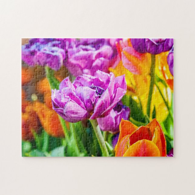 Puzzle Fleurs De Tulipe De Perroquet Violet Étonnantes Au (Horizontal)
