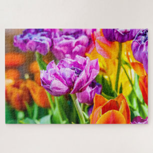 Puzzle Fleurs de tulipes à perroquets pourpres étonnantes