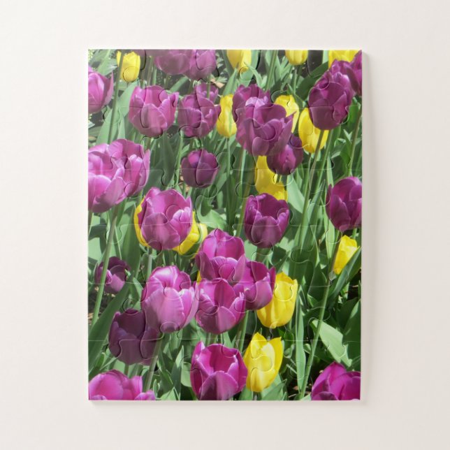 Puzzle Fleurs de tulipes jaunes et violettes (Vertical)