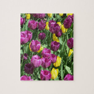 Puzzle Fleurs de tulipes jaunes et violettes