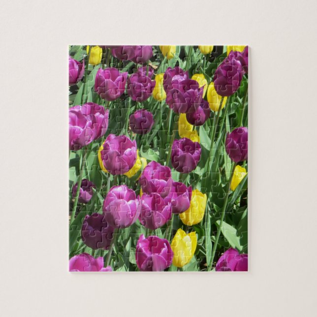 Puzzle Fleurs de tulipes jaunes et violettes (Vertical)