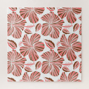 Puzzle Fleurs d'hibiscus hawaïens : style tropical brun.